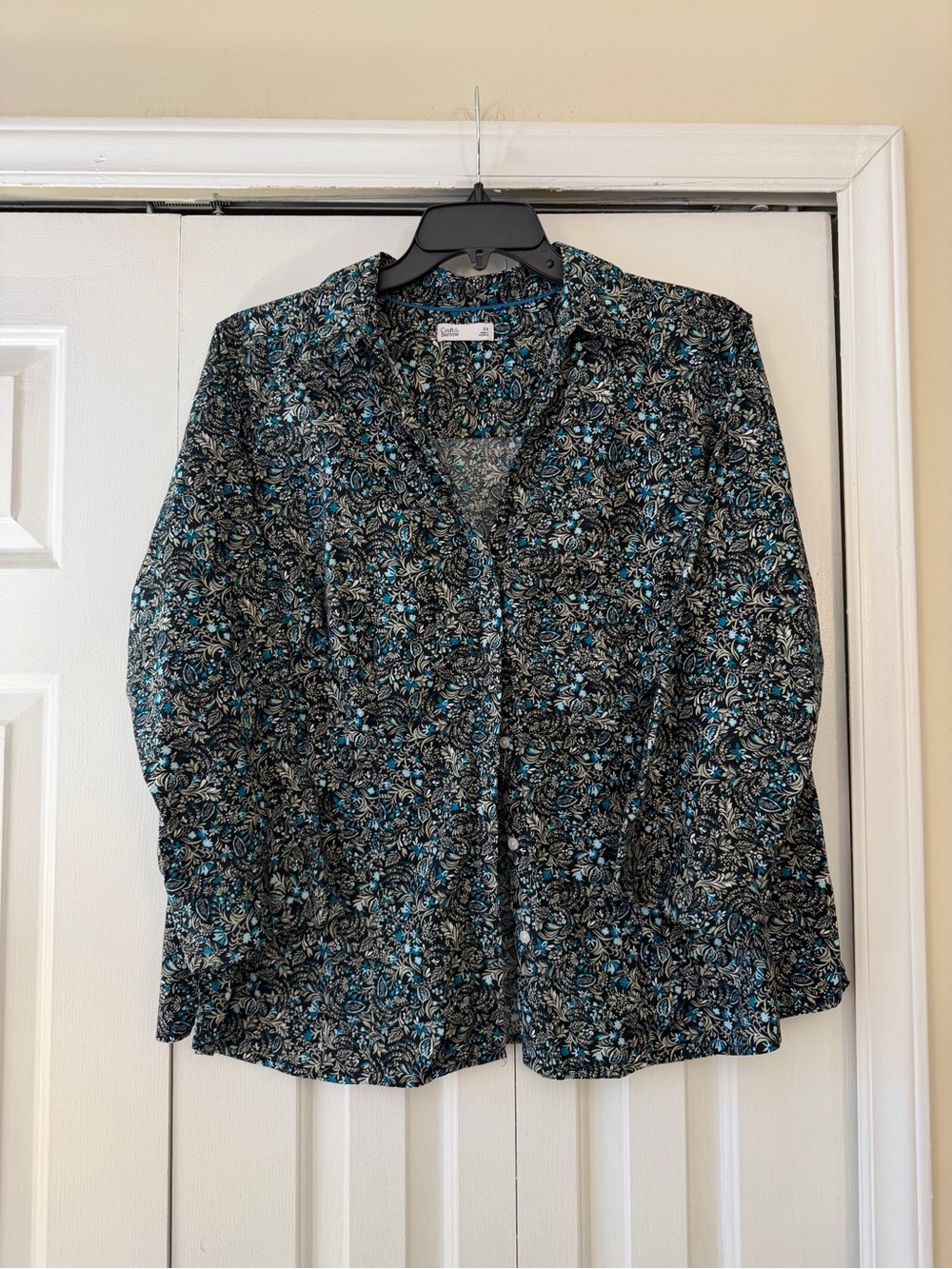 croft & barrow Black shirt with Teal Floral Print